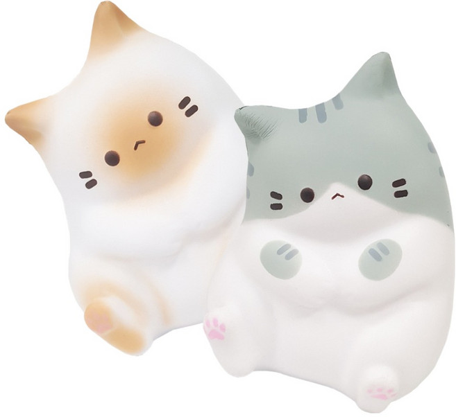 아가플러스 폭신 마시멜로우 냥이 스퀴시, 랜덤발송, 65g, 2개