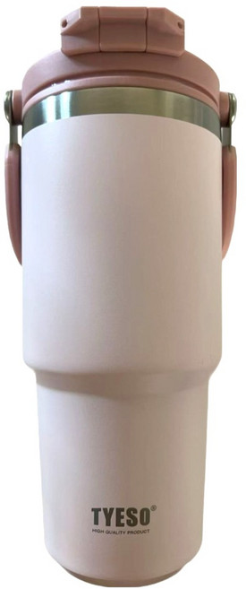 TYESO 泰碩 二代 304不鏽鋼手提保溫冰霸杯, 淡雅粉, 750ml, 1個