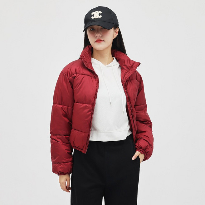 엘쏘 여성용 매트한 무광 크롭 숏 패딩 점퍼