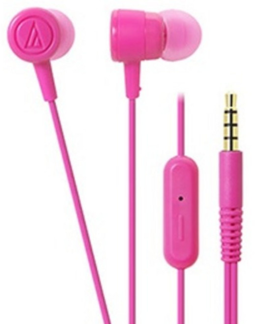 audio-technica 鐵三角 觸控降噪 3.5mm 有線耳機, ATH-CKL220iS, 粉紅色