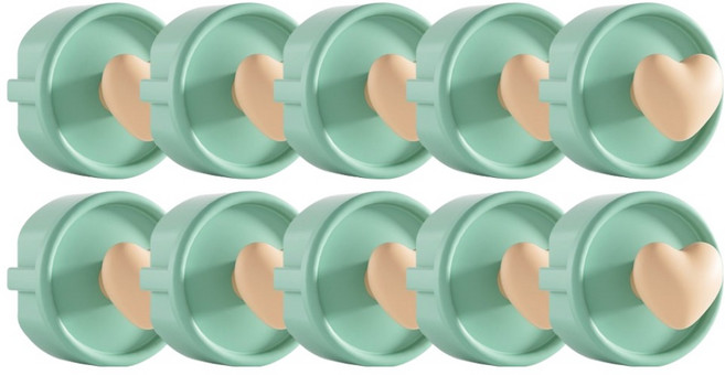 아이끌레 콘센트 감전방지 실리콘 커버, 하트그린옐로우, 10개