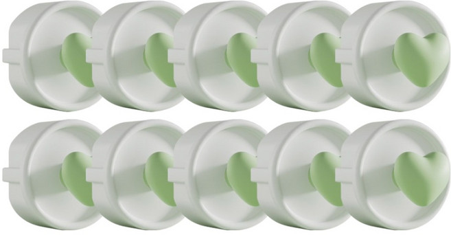 아이끌레 콘센트 감전방지 실리콘 커버, 하트화이트그린, 10개