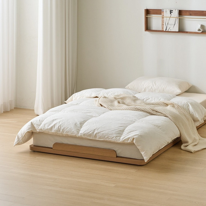 우아미 코엔 저상형 침대 프레임 + 본넬 매트리스 세트 방문설치, 오크(프레임), 단일 색상(매트리스)
