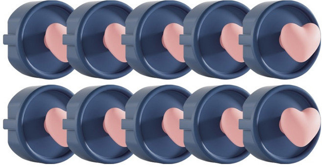 아이끌레 콘센트 감전방지 실리콘 커버, 하트네이비핑크, 10개