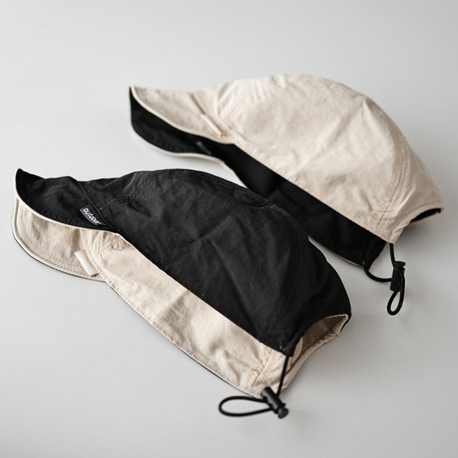 양면 런닝 접이식 모자, 베이지 + 검정, 1개