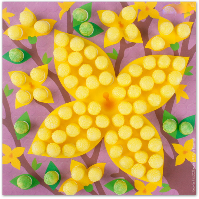 플레이콘 미니플레이콘 모자이크 만들기키트, 개나리(4인용), 1세트