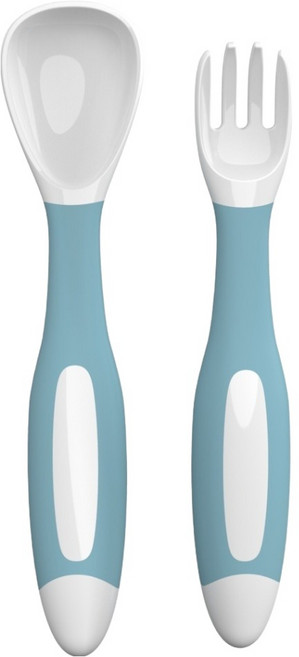 빅벅 이유식 떠먹는 스푼 + 포크 세트, 화이트, 1세트