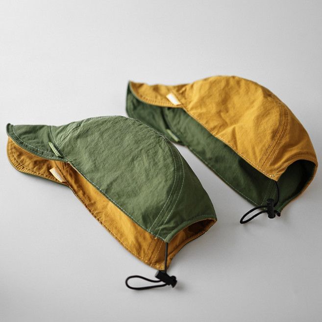 양면 런닝 접이식 모자, 노랑 + 초록, 1개