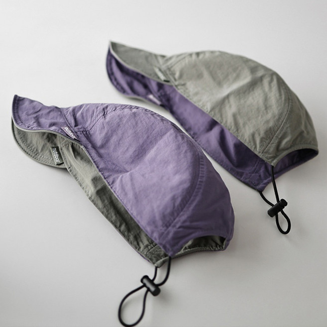 양면 런닝 접이식 모자, 보라 + 회색, 1개