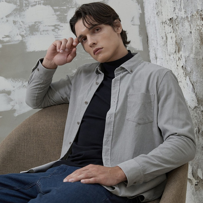 인디안 남성용 코듀로이 무지 면 남방 셔츠 MIVNL5W9171