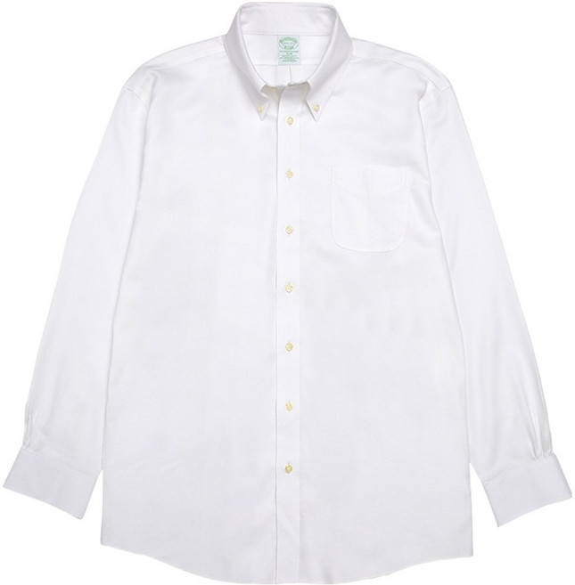 브룩스브라더스 남성용 논아이론 폴로 버튼 다운 바스켓 위브 드레스 셔츠