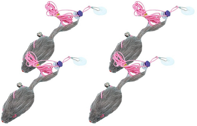 寵物夢工廠 盪鞦韆貓咪自嗨玩具 老鼠, 顏色隨機, 4個