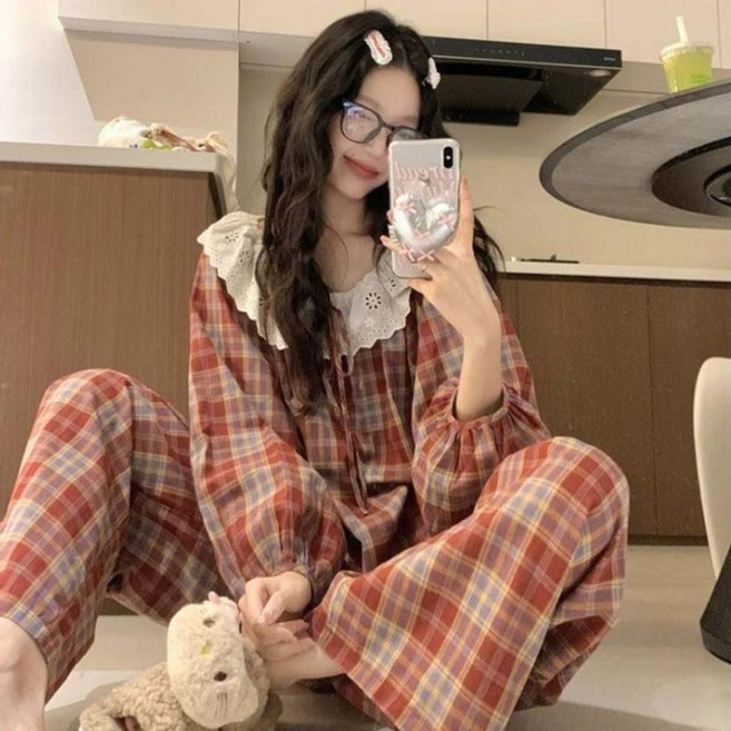 투이스타 여성용 레이스 잠옷 상하의 세트