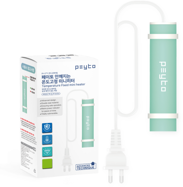페이토 안깨지는 온도고정 미니히터 25W 플러그타입 PK-SL25M, 1개