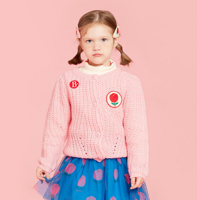베베드피노 아동용 튤립 퍼프 핑크 가디건 BP34KC431