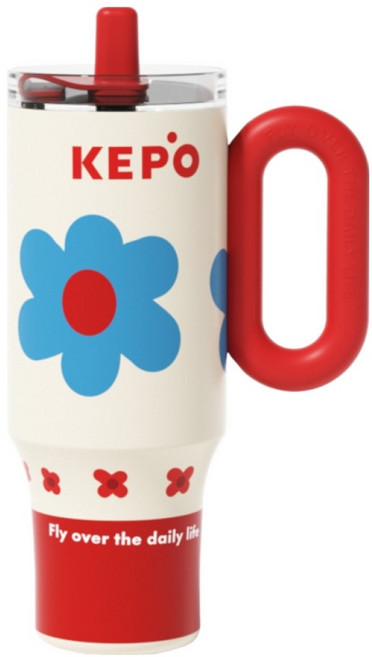 KEPO 巨無霸吸管花園冰霸杯 內膽316不銹鋼 KC007, 1個, 1200ml, 慵懶夏日