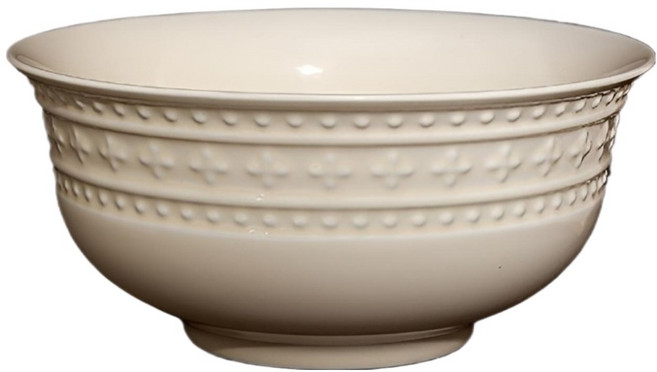 Hesii 韓風伊麗莎湯碗 8吋 1650ml, 1個, 浮雕 米白色