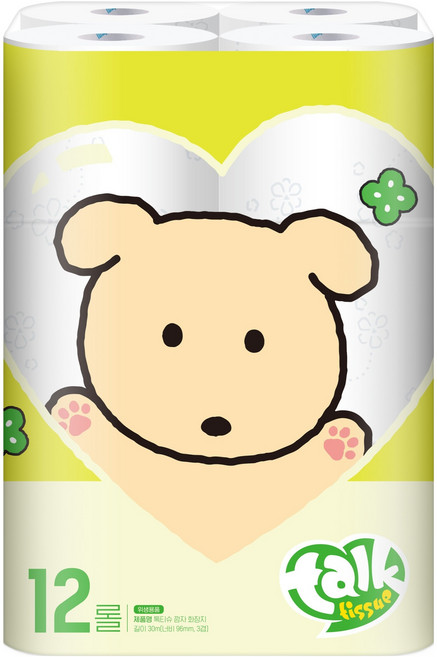 미래생활 톡티슈 깜자 3겹 화장지, 30m, 12롤, 1개