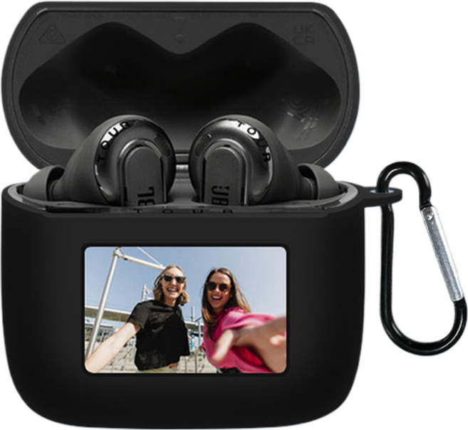 디스티프 JBL Tour Pro/ 2 Tour Pro 3 실리콘 케이스 + 고리 세트, 블랙, 1세트, JBL TOUR PRO 3