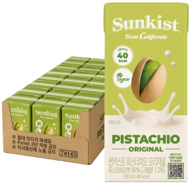 썬키스트 피스타치오 오리지널, 190ml, 24개