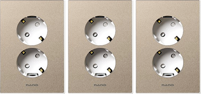 나노 모노골드 심플 모던한 디자인 액틱한 색감 인테리어 매입콘센트 2구 화이트, 3개