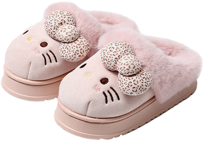 三麗鷗 Kitty 毛絨保暖冬季拖鞋