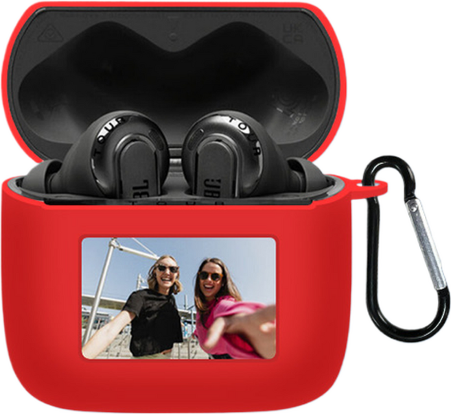 디스티프 JBL Tour Pro/ 2 Tour Pro 3 실리콘 케이스 + 고리 세트, 레드, 1세트, JBL TOUR PRO 2