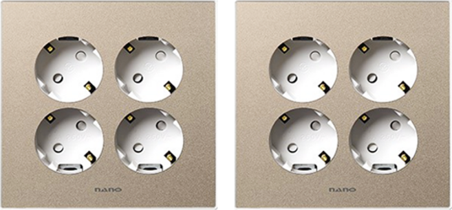 나노 전기 모노골드 심플 모던한 디자인 액틱한 색감 인테리어 매입콘센트 4구 화이트, 2개