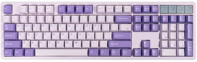 QSENN PBT Cherry高度 韓文鍵帽 122鍵組, 薰衣草紫, 單一商品, 製造商軸