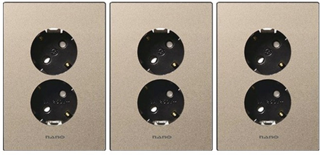 나노 모노골드 심플 블랙 2구 매입 콘센트, 3개