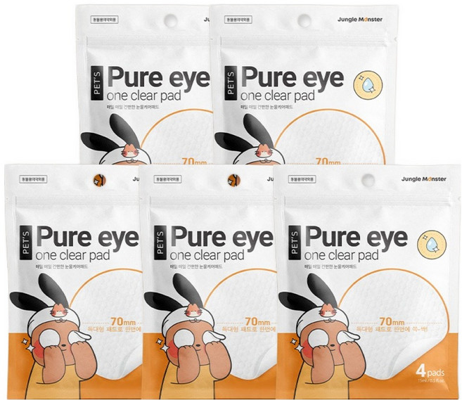 정글몬스터 강아지 눈물 패드 4p, 5개, 15ml