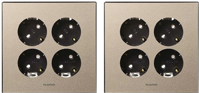 nano 電氣 Mono Gold 簡約黑 4孔嵌入式插座, 2個