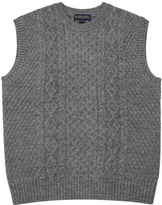 브룩스브라더스 남성용 브리티쉬 울 케이블 크루넥 베스트