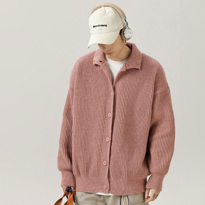 선빛 라움 무지 데일리 카라 루즈핏 니트 가디건