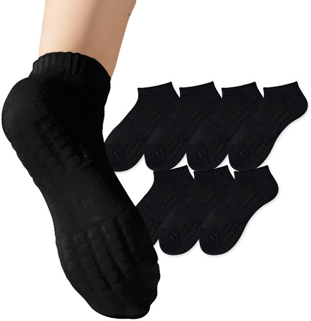 롱런해빗 삼중 쿠션 단목 스포츠 양말, 블랙, 7개