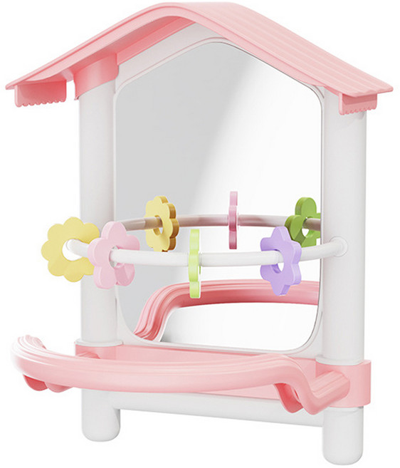 랜보어 앵무새 거울 모빌 장난감 FREE, 핑크, 1개