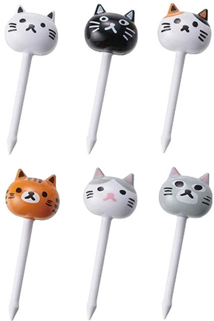 토루네 고양이 얼굴 도시락 픽 6종 세트 P3676, 1세트