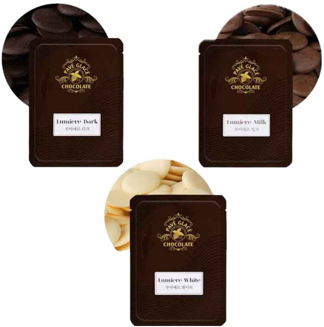 PAVE GLACE Lumiere 複合塗層巧克力 黑巧克力 100g x 2入 + 牛奶巧克力 100g x 2入 + 白巧克力 100g x 2入 套組, 1套