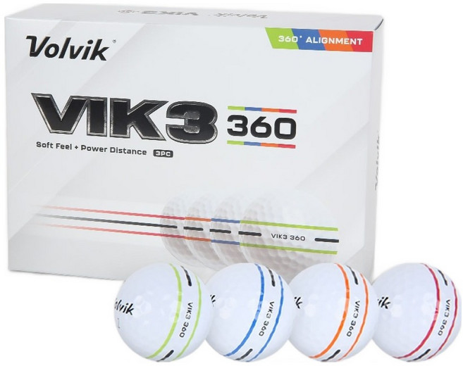 Volvik VIK3 360 高爾夫球 3層 VI_100060, 綠色, 藍色, 橘色, 紅色, 1套, 不適用