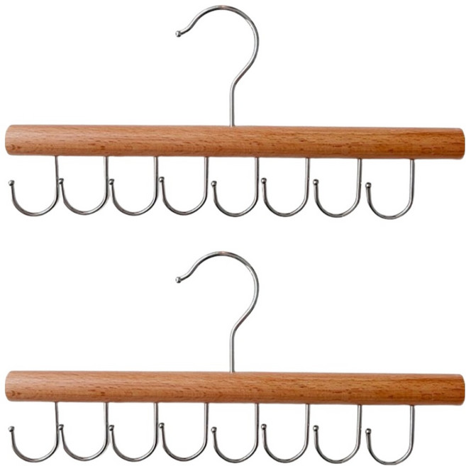 쥬롬 회전후크 다용도 모자 가방걸이, 내추럴 브라운, 2개