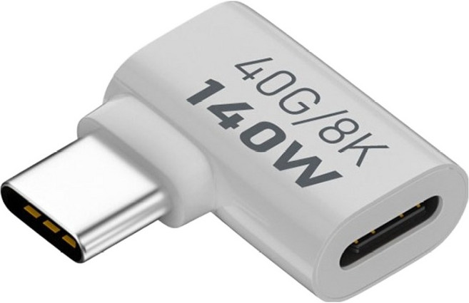 컴스 USB Type C 연장 젠더 MF C타입 140W 40Gbps UHD 8K 꺾임 좌우 90도, JA324-꺾임 좌우, 1개