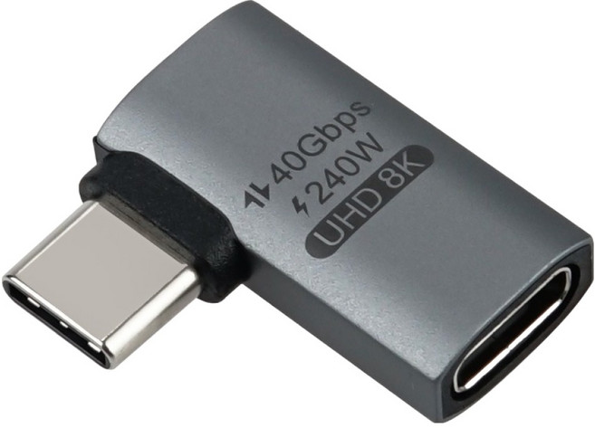 컴스 USB 4.0 Type C 꺾임 젠더 C to C타입 GEN3 240W 40Gbps UHD 8K, BF215, 1개