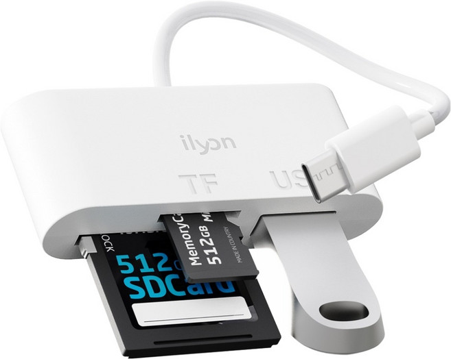 일리온 C타입 OTG 3in1 멀티 카드리더기 USB 3.0 TF Micro SD 카드 케이블, 화이트, 1개