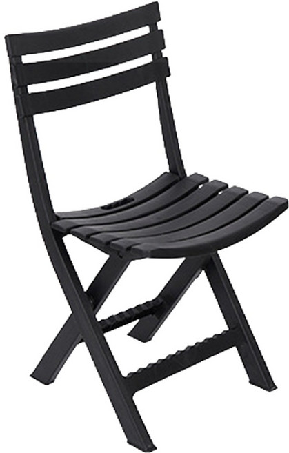 21세기트랜드 노틸 야외 캠핑 정원 테라스 베란다 접이식 플라스틱 의자, 블랙, 1개