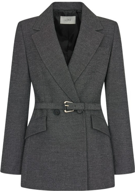 라인어디션 여성용 빌리 슬림핏 벨티드 더블버튼 자켓