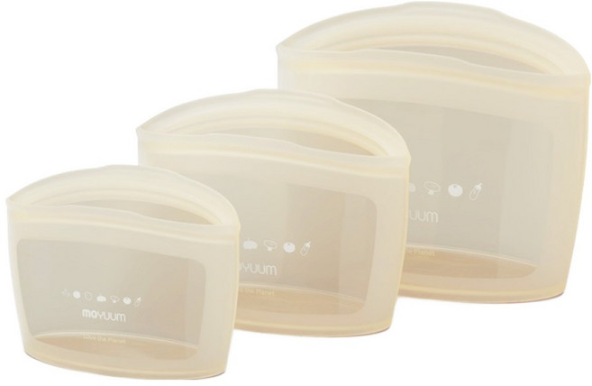 모윰 스탠딩 실리콘 지퍼백 3종 세트, 머스타드, 1세트