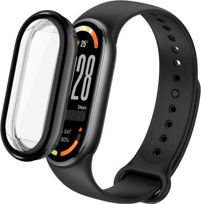 스페이스쉴드 베이직 실리콘 스트랩 + 풀커버 케이스 2in1 세트, 블랙 + 블랙, 1세트