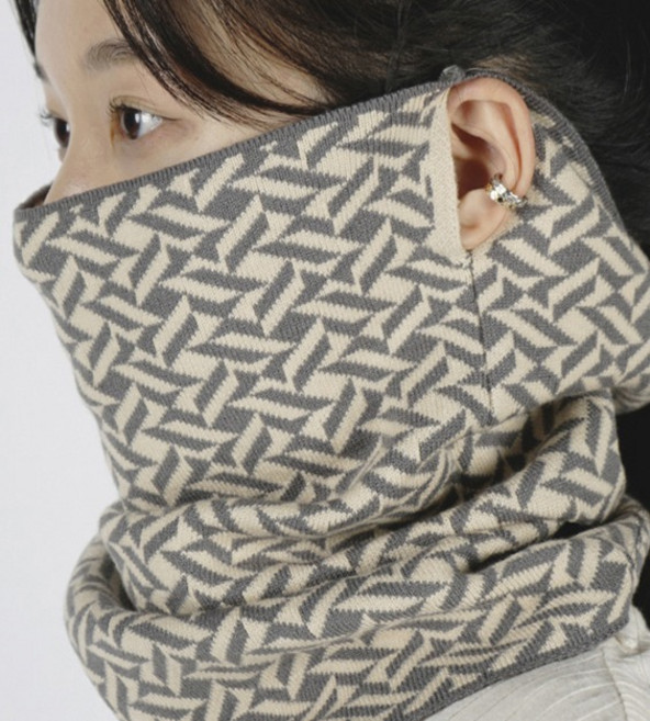 제코 제르소나 슬림 멀티프 패턴 귀걸이형 넥워머, 그레이H, 2개