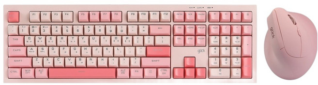 지클릭커 오피스프로 사일런스 M 무소음 무선 블루투스 키보드 버티컬 마우스 세트 108, Pink RC1, WMK700, 일반형