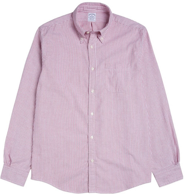 BrooksBrothers 男士標準版型法蘭絨糖果條紋襯衫